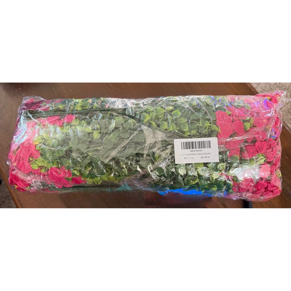 Fcotsm 24 Bundles Artificial Farmhouse Flowers Rose Red Faux Greenery Stems